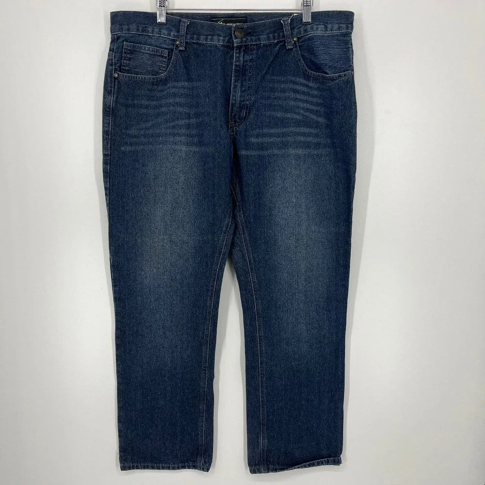 Beverly Hills Polo Club Mens Dark Wash Straight‎ Leg Denim Jeans 38/30